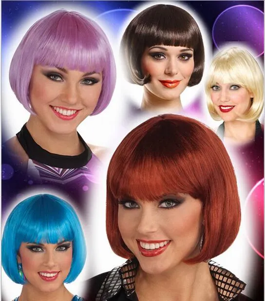 Modny Bob Styl Krótkie Party Wig Peruki 11 Kolory Halloween Boże Narodzenie Bob Krótki Peruka Wig Kobiety Kolorowe Włosy Peruki