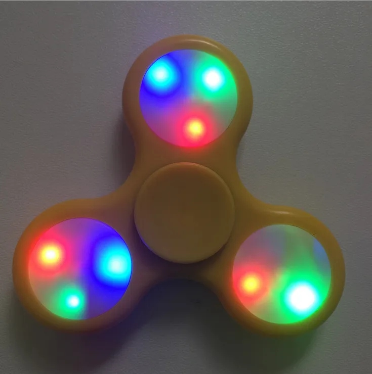 EDC Rainbow Spinner LED Tri Spinners Toys 3 Modes Luminous Light Hand Spinner with Switch ON OFF by DHL3476794