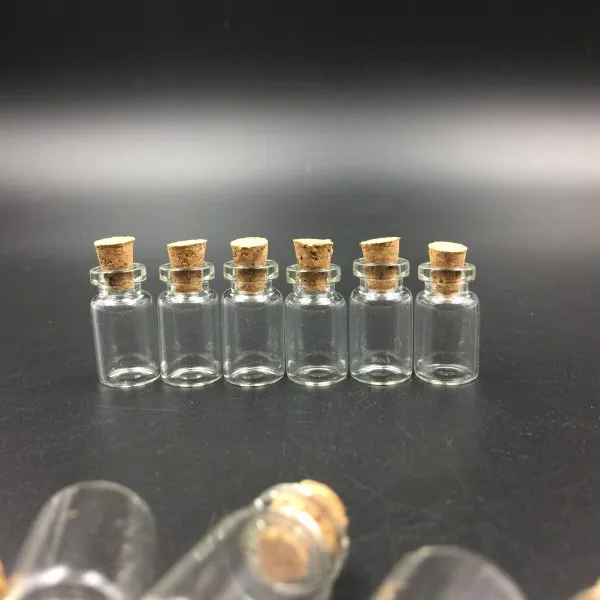 قوارير 1ML زجاجات زجاجية واضحة مع الفلين زجاجة زجاج مصغرة مع كورك عينة فارغة الجرار الصغيرة 13x24x6mmcute زجاجات مثالية للحرف اليدوية