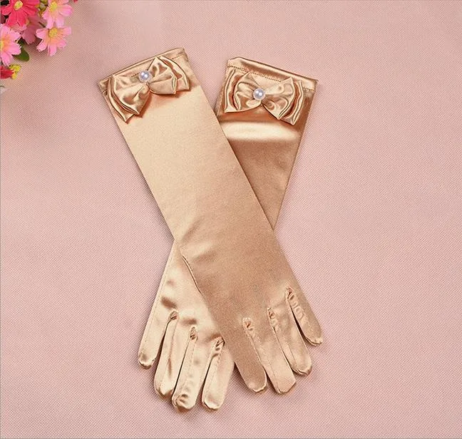Long Princess Gloves For Girls Wedding Dress Gloves With Bow Costume Access From Akap, 2.42