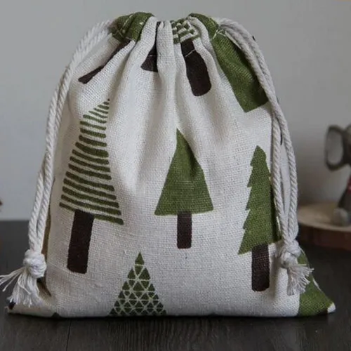 Groene Tree Linnen Gift Trektas 8x10cm 9x12cm 10x15cm 13x17cm Party Candy Sack Make Sieraden Jute Verpakking Pouch