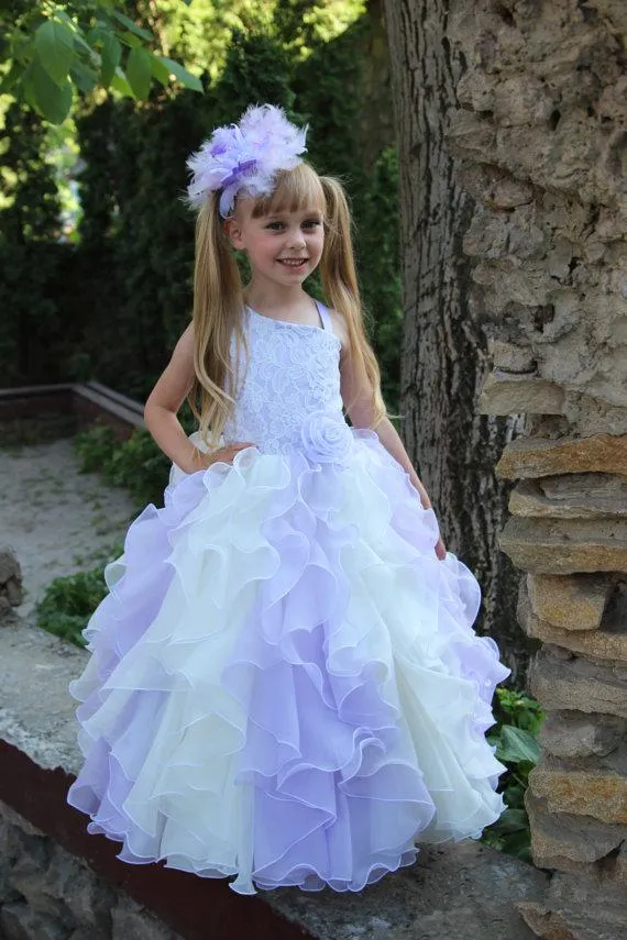 Ivory and lavender hot sale flower girl dress