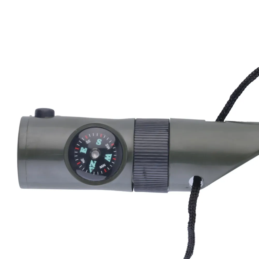 7 في 1 صافرة Compass Notometer Magnifier LED Flughlip Fire في الهواء الطلق الأداة التخييم على البقاء على قيد الحياة بالجملة