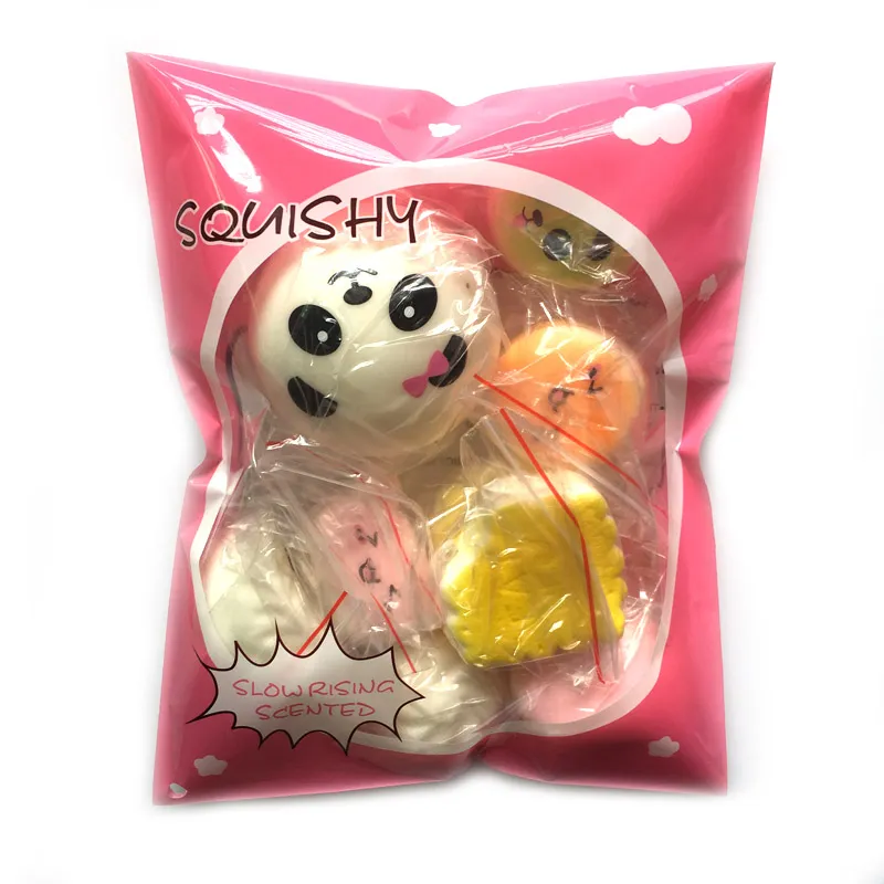 10 stks / pack Squishs Slow Rise Squishy Willekeurige Sweetmeats Ice Cream Cake Brood Aardbei Brood Charm Telefoon Banden Zacht Fruit Kinderen Speelgoed