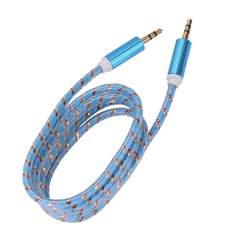 1m 3.5mm Stereo Audio AUX Cable Braided Woven Fabric wire Auxiliary Cords Jack M /M Lead for iphone 5 6 6S plus Mobile Phone 