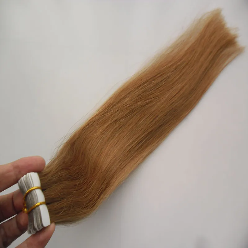 Bande dans les extensions de cheveux humains cheveux brésiliens raides 30g 40g 50g 60g 70g # 8 brun clair trame de peau de cheveux humains