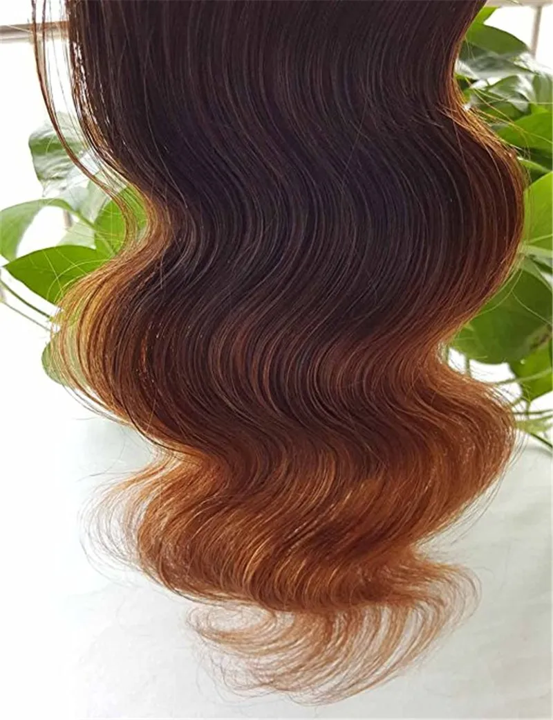 Brazylijskie Vrigin Hair Ombre dwa tonowe fala ciała 1B430 Lace Closure 4x45927706