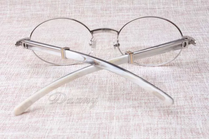 2019 new retro round eyeglasses 7550178 mixed horn glasses men and women spectacle frame glasses size: 55-22-135mm