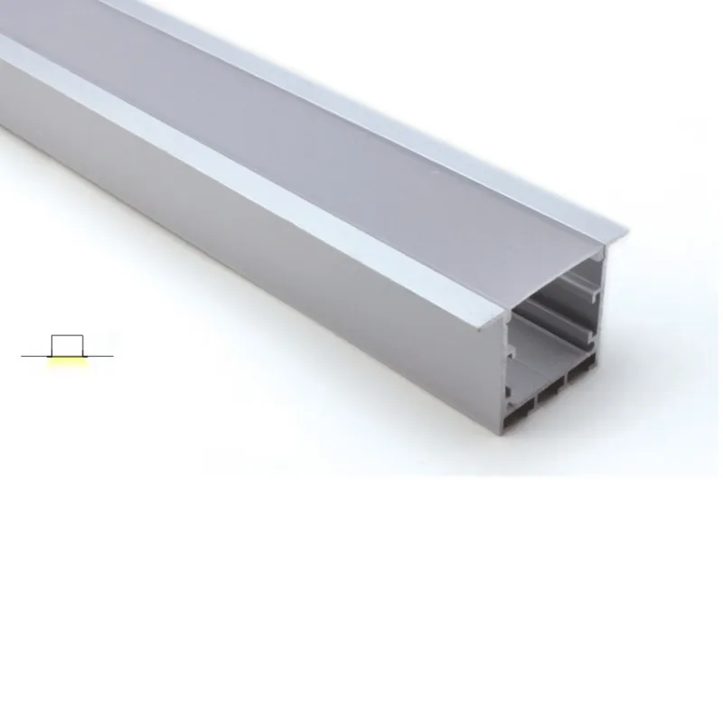 50 x 1 m Sätze/Los Bürobeleuchtung mit LED-Aluminiumprofil und tief versenktem T-Profil für Boden- oder Wandleuchten
