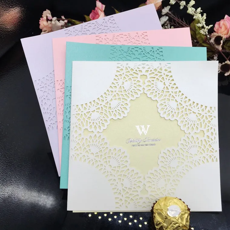 wedding invitations laser cut wedding invitations wedding invitations card sets Blank Inside page With white envelope, sealing sticker