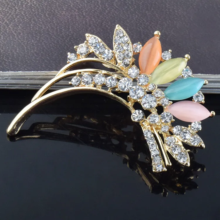 Vintage Rhinestone Brooch Pin Opal Brooches Jewelry wedding corsage for bridal wedding invitation costume party dress pin gift