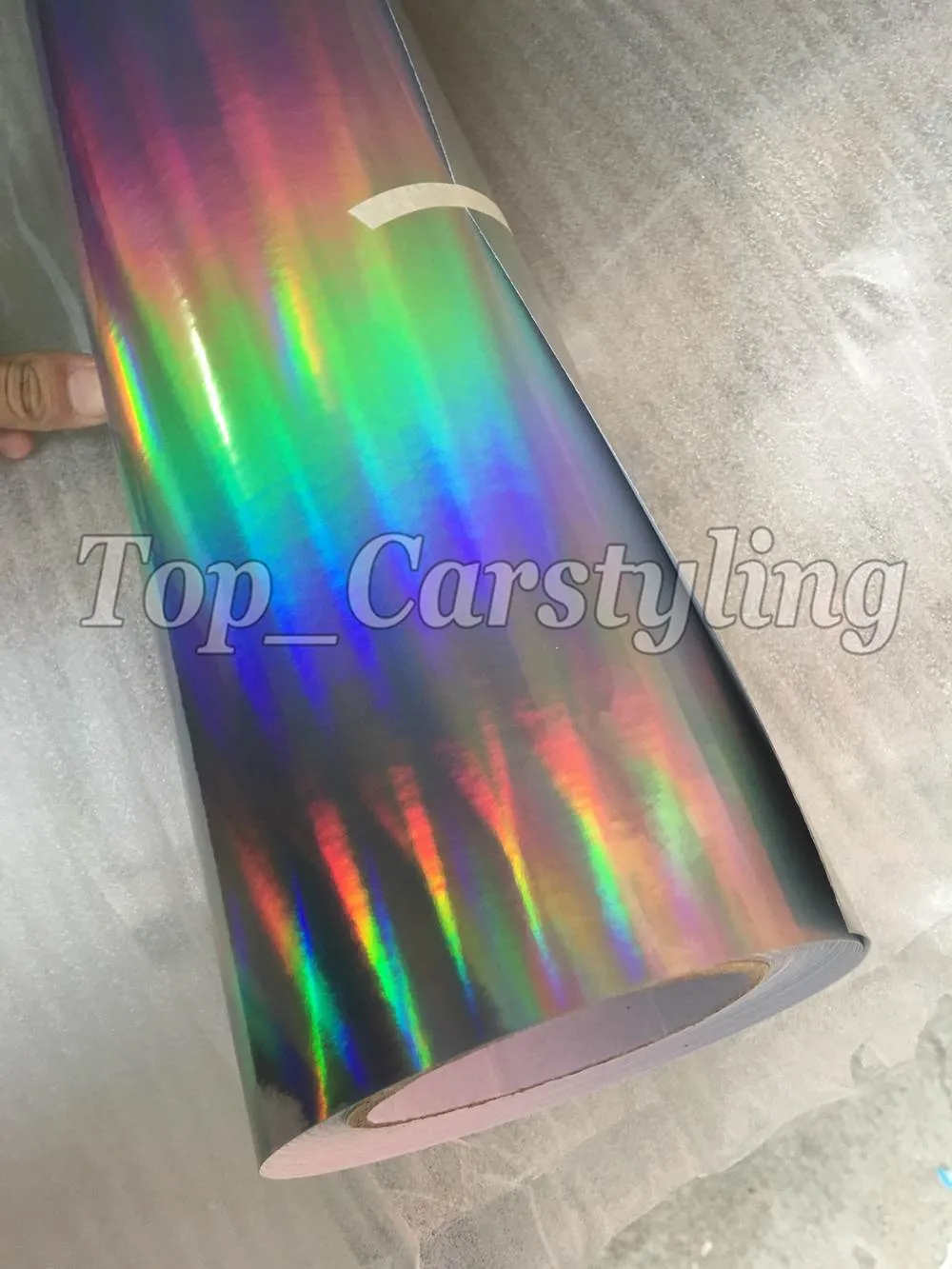 1.52x20m Silver & Black Holographic Laser Chrome Iridescent Vinyl Film Car Wrap with air free / available Graphic wrap foil