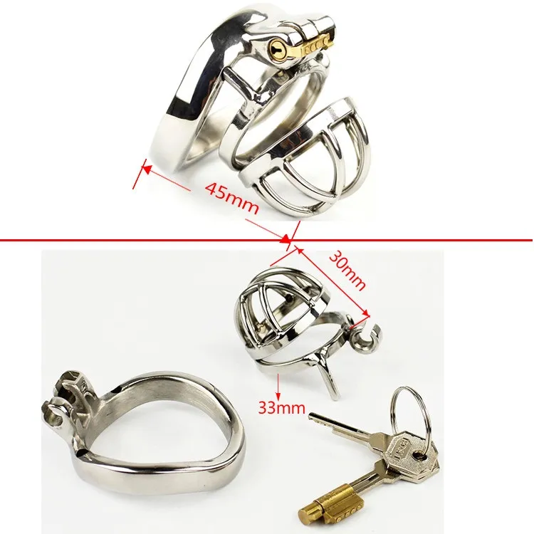 Chasteté masculine plus petite ceinture de chasteté en acier inoxydable Cock Lock Dispositif de cage de chasteté Bracelet en métal de qualité supérieure sur les produits de sexe pour hommes