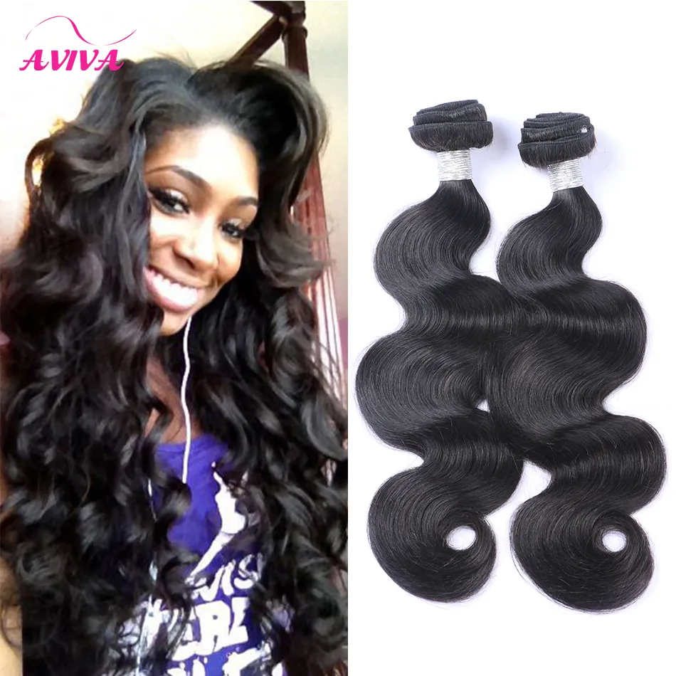 Brasilianska Virgin Human Hair Weave 3/4/5 Bundlar Body Wave Obehandlad Peruvian Malaysian Indian Cambodian Remy Hair Extensions Natural Black