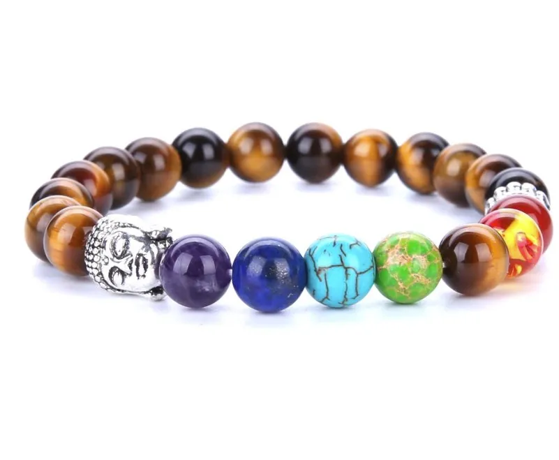 Perlen Chakra Silber Buddha Perlen Armbänder Mode Stein Charm Schmuck 8mm Yoga Energie Armband Armreifen Gold, Splitter Unisex Lava Armband