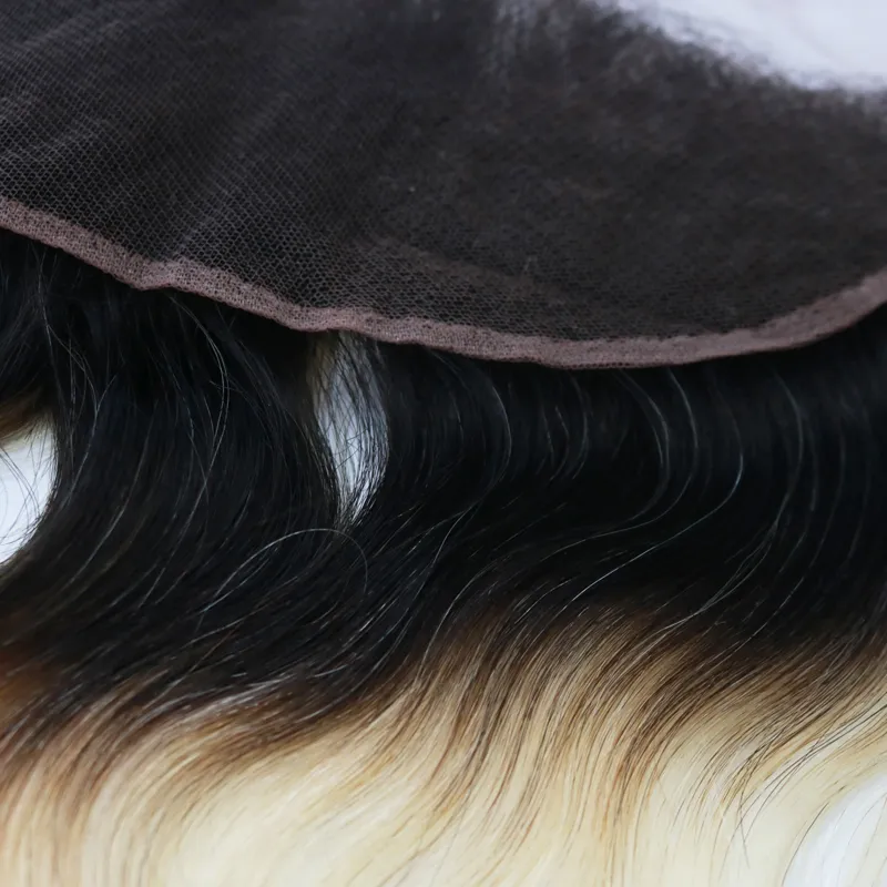 Evermagic brazylijskie Remy ludzkie włosy Ombre 1B 613 Blondynka 13 4 koronkowe zamknięcie ucha do ucha fala szwajcarskie koronkowe włosy 264n
