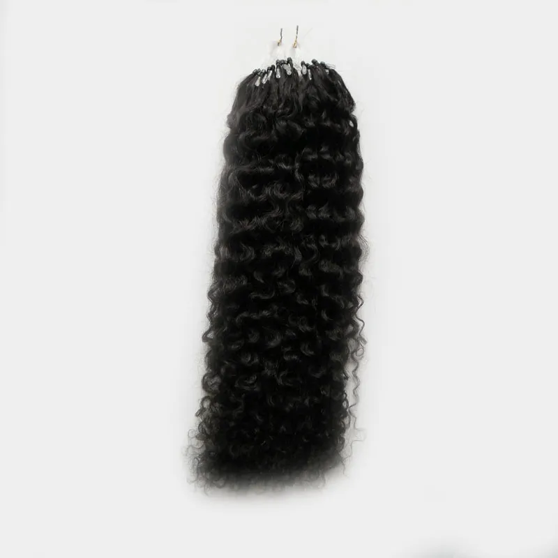 Extensões de cabelo humano Afro kinky curly micro link extensões de cabelo humano preto 100g brasileiro kinky curly micro extensões de cabelo 100s