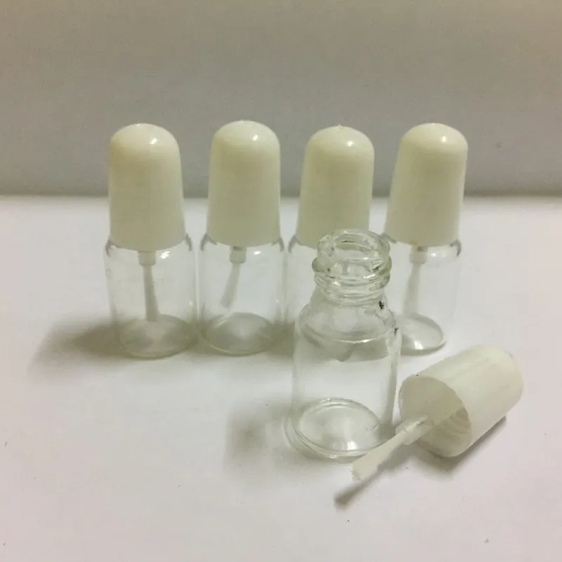 3ml Mini Glas Polish Lege Fles Met Borstel Zwart/Wit Deksel 16*42MM Ronde Clear cosmetische Cosmetische Nagellak Sample Containers Buis