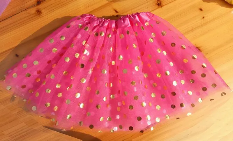 جديد Gold Polka Dot Kid Girls Tutus Skirt Dance Dance Vresses Soft Ballet Skirt Children