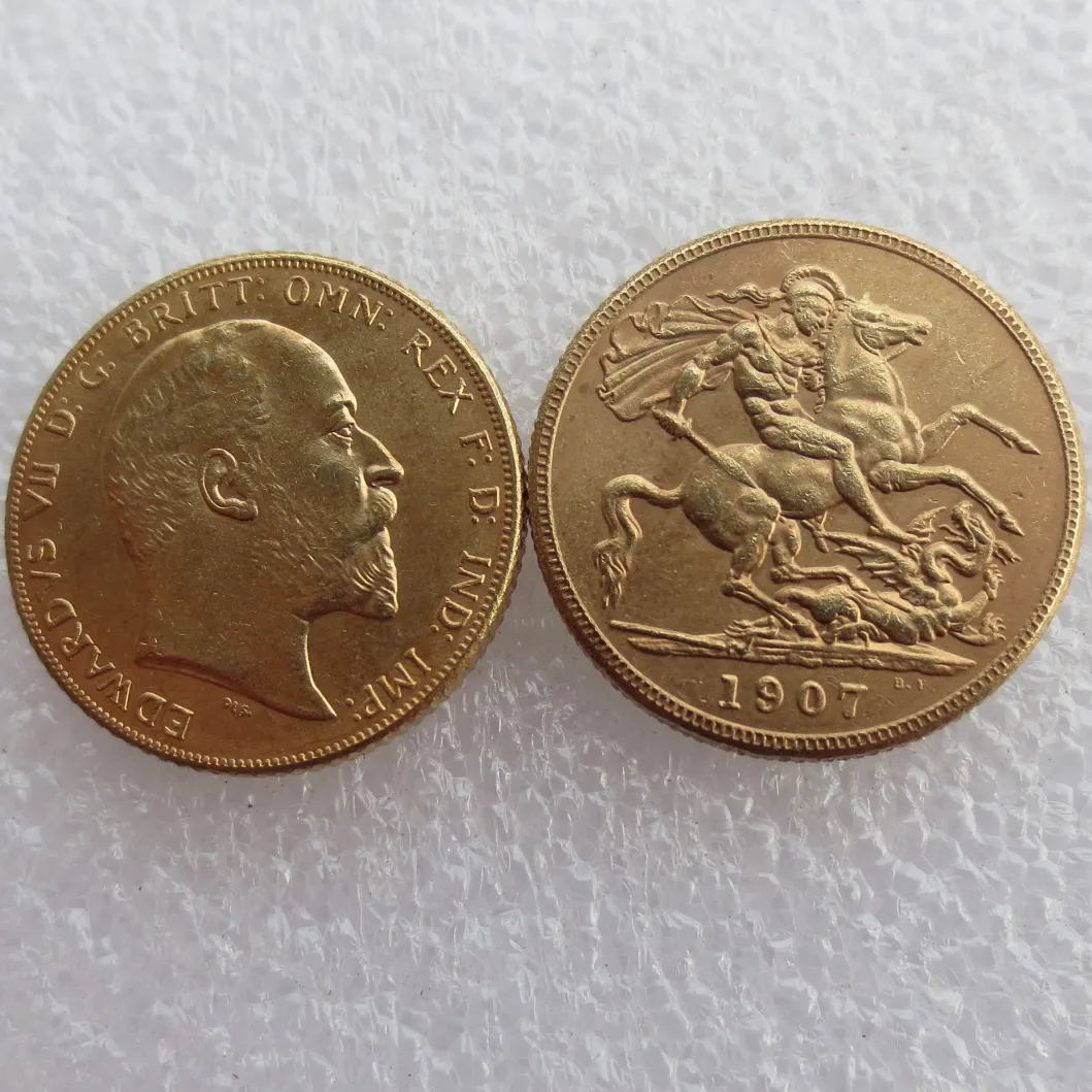 RARE 1907 KING EDWARD VII MATT PROOF GOLD DOUBLE SOVEREIGN Free shipping