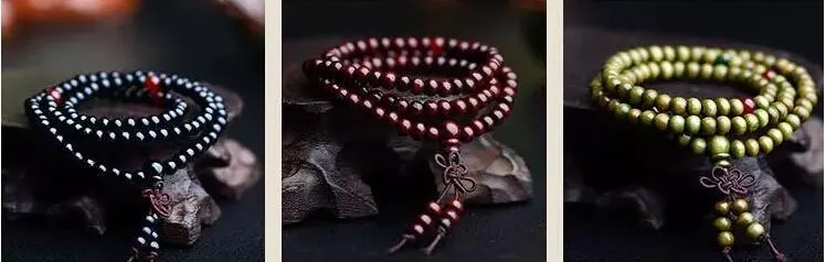 1000 stücke 108*8mm Echte Natürliche Sandelholz Perlen Buddha Malas Armband Gesunde Schmuck Mann Handgelenk Mala Halskette bowknot Armbänder 5 Farben