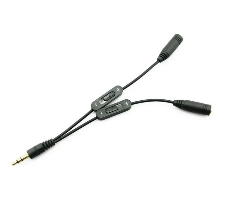 3.5mm Male Naar 2 Vrouwelijke Stereo Audio Y Splitter Adapter Audiokabel met Volume Control Audio Verlengkoorden 2017 Nieuwe Heet