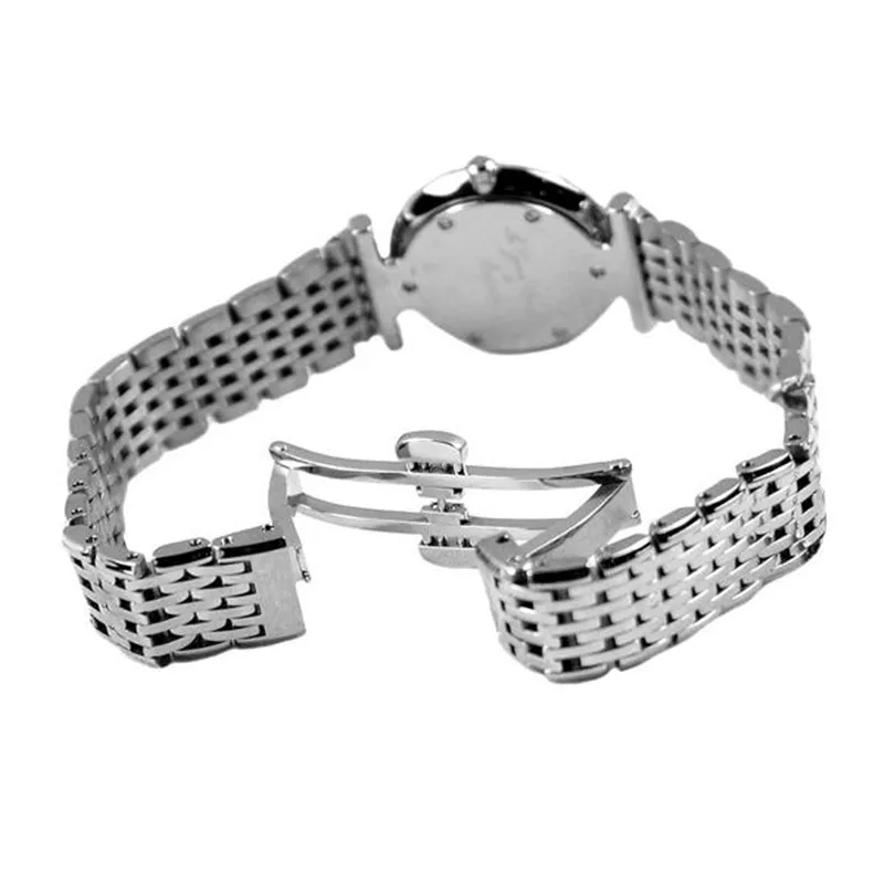 Geneva Brand Sapphire Damklocka Silver/Guld Rostfritt stålband Elegant Lady Business Quartz Armbandsur Mode Enkla Ultratunna Klockor