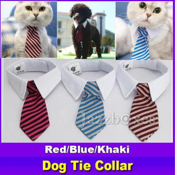 Yeni Pet Köpek Çizgili Kravat yaka Kedi Yay Sevimli Köpek Kravat Düğün Ayarlanabilir Yavru Kırmızı / Mavi / Haki ücretsiz kargo