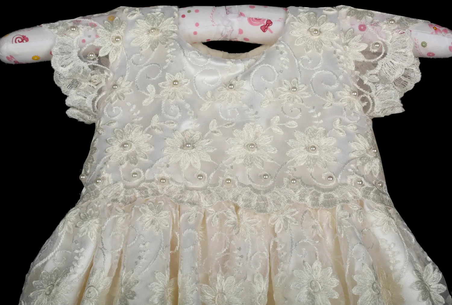 New Lace Batizado Vestidos Para O Bebê Menina Com Meia Mangas Batismo Vestido Barato Kid Primeiro Vestido de Comunicação