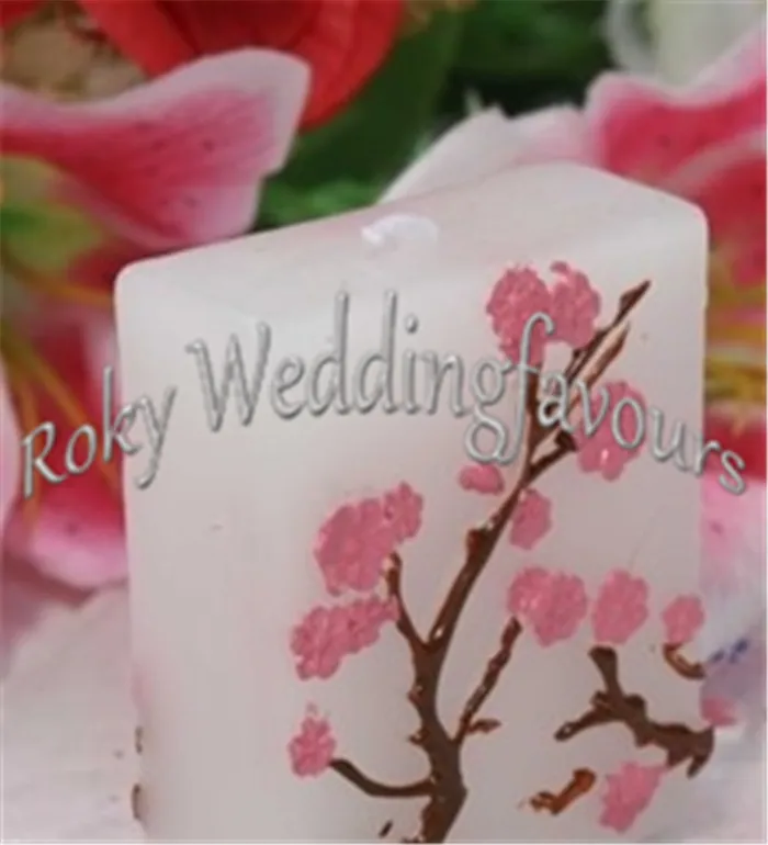 Il trasporto libero 50PCS Cherry Blossom Candle Favors Bridal Shower Wedding Giveaways Anniversario Souvenir Regali del partito