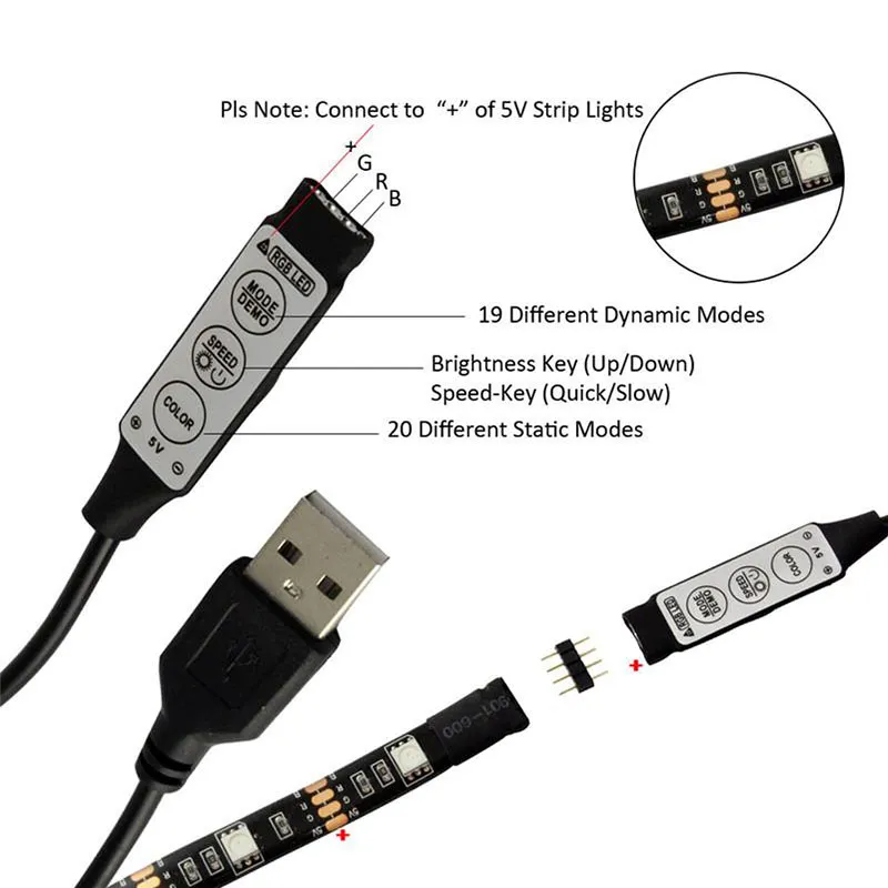 TV THE THE LED LED Lighting 30leds / m DC5V USB SMD5050 RGB z MINI i SETTER MINI i 17K / 2M / 2M zestaw