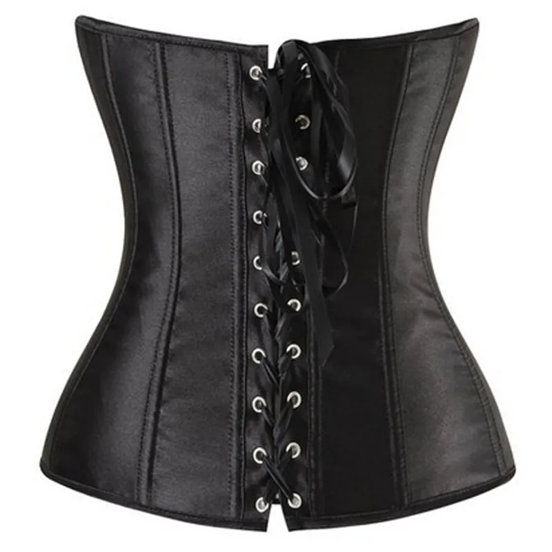 Womens Satin Lace Up Bustier Corset Overbust Brocade Plastic Boned Corsets  And Bustiers From My11, $19.19