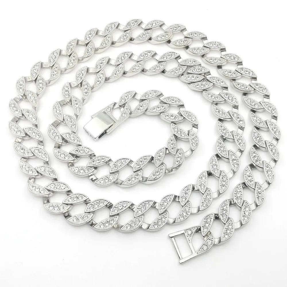 18K White Gold Iced Out Cubaanse Miami Chain Link Micro Pave Lab CZ Diamond Ketting 140G 76 cm 30 inch 15mm breed