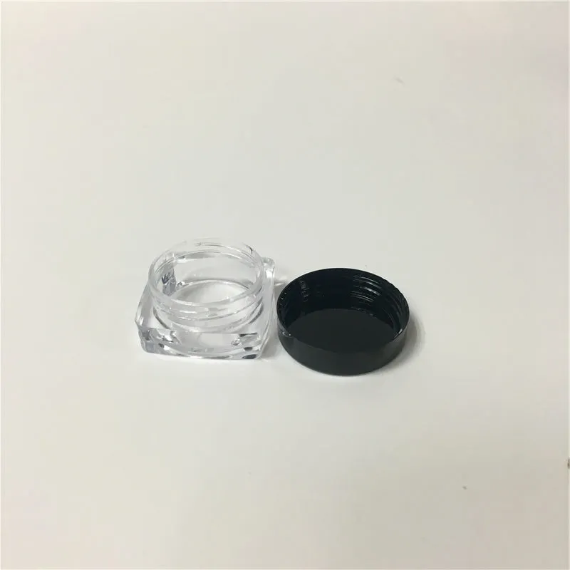 Günstige 5 mlg schwarze Deckel quadratische Basis Plastikbehälter Rauchgläser Ganze Plastikwachsbehälter auf World Wide9695895