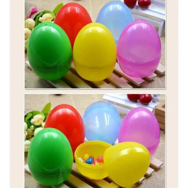 30 pçs / lote colorido ovos de páscoa 8x5.5cm tamanho grande cores misturadas Caixa de ovo titular de ovo plástico Caixas de doces DIY brinquedos artesanais