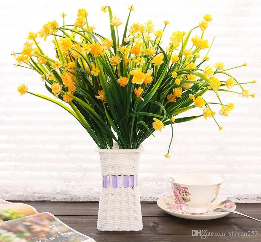 10 teile / los Dekorative Künstliche Blumen Günstige Lebendige Kunststoff Gefälschte Pflanze Blatt Hochzeit Home Party Dekoration Fleur Echt Touch Df-55