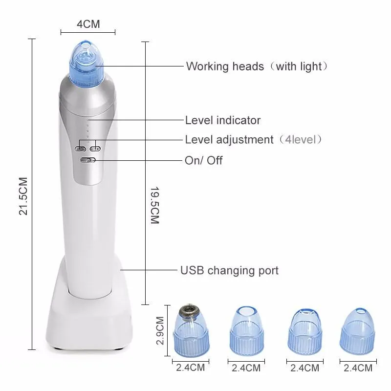 Blackhead 제거 진공 Comedo 흡입 USB 충전 전기 모공 코 흉터 여드름 클리너 얼굴 Dermabrasion 피부 관리 도구