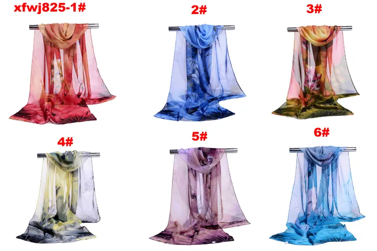 2017 Nouveau Design Usine Pas Cher Femme Écharpe Soie Marque De Luxe Imprimer Dames En Mousseline De Soie Scrawl Fleur Imprimé Wrap Écharpe Couverture De Plage 160 * 50 cm