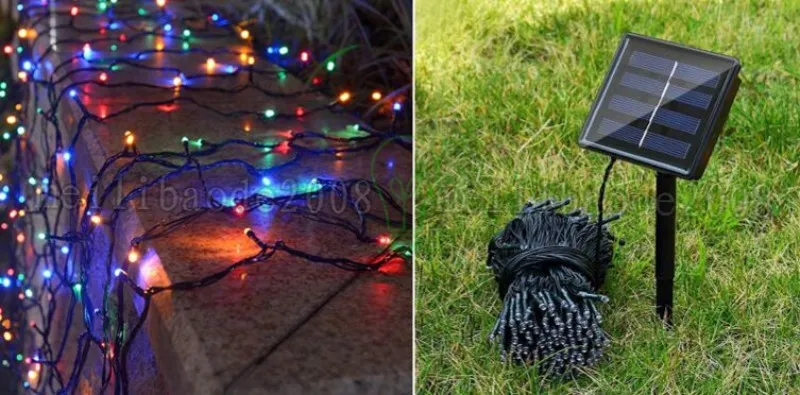 10m Led Solar String lights 39FT 100 LED Albero di Natale Decorazione feste Lampada esterni Patio Yard Prato Giardino Paesaggio Holiday Ligh MYY