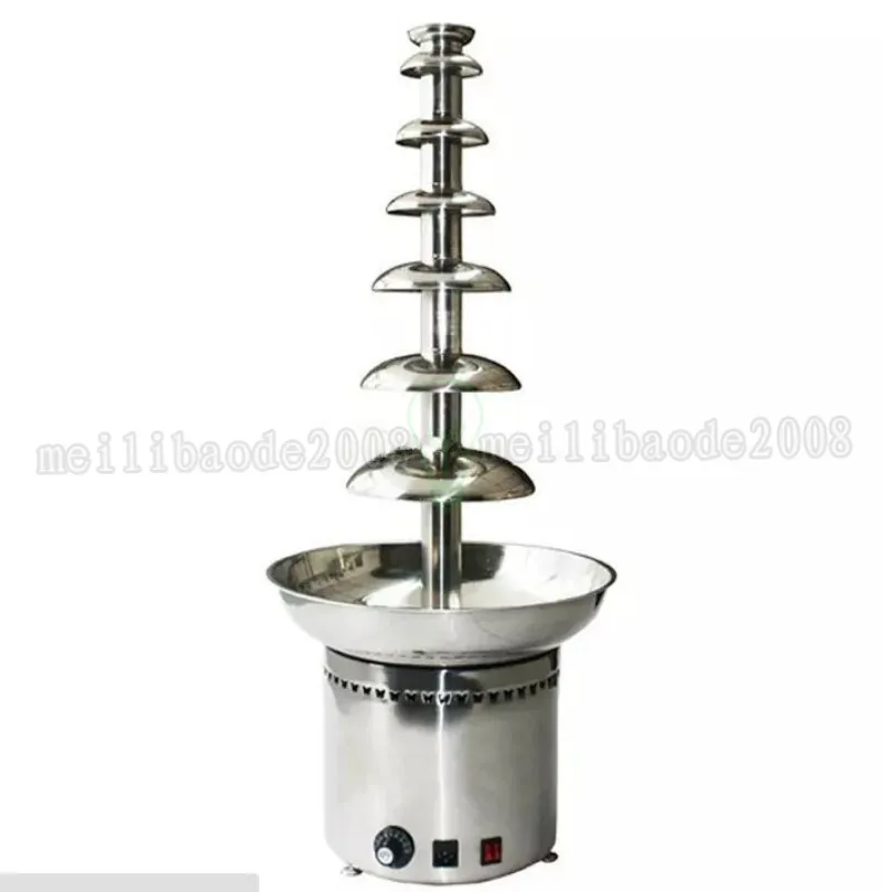Fashion Commercial 7 Tiers Electric Chocolate Fountain Fondue Maker Adjustable Luxury Stainless Steel 43x103cm for Wedding Party Hotel MYY