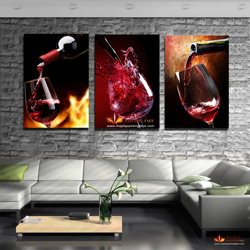 HD Canvas Prints Modern Kitchen Canvas Paintings Red Wine Cup Bottle