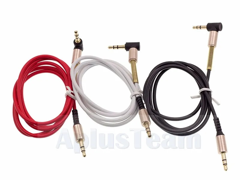 1 M 3.5mm Elastyczne Aux Audio Cable Jack Pozłacane 90 Stopni Prawo Kąt przewód stereo dla iPhone Car Słuchawki Słuchawki PC