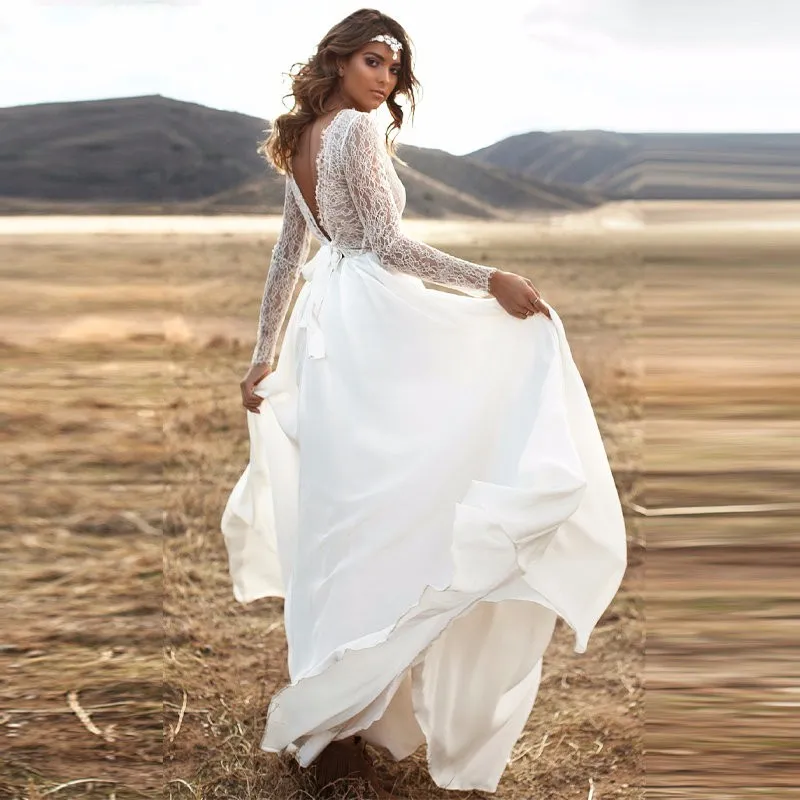 sachin and babi light blue dress Chiffon Wedding Dress, Simple & Casual Bridal Gown, Modest Wedding Dress in  Sheath Silhouette From Chiffon main image 1