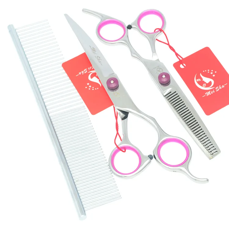 7.0 Inch Meisha Sharp Edge Cesoie cani Cesoie professionali grooming Grooming Set Cutting + Thinning + Curved Pet Scissors .HB0056