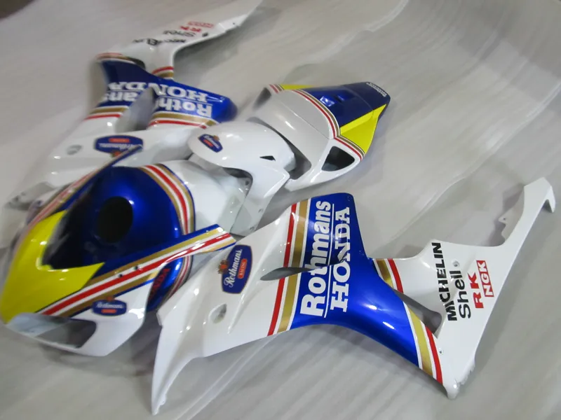 100% fit for HONDA fairings CBR1000RR 06 07 white blue yellow injection mold fairing kit CBR1000RR 2006 2007 OT33