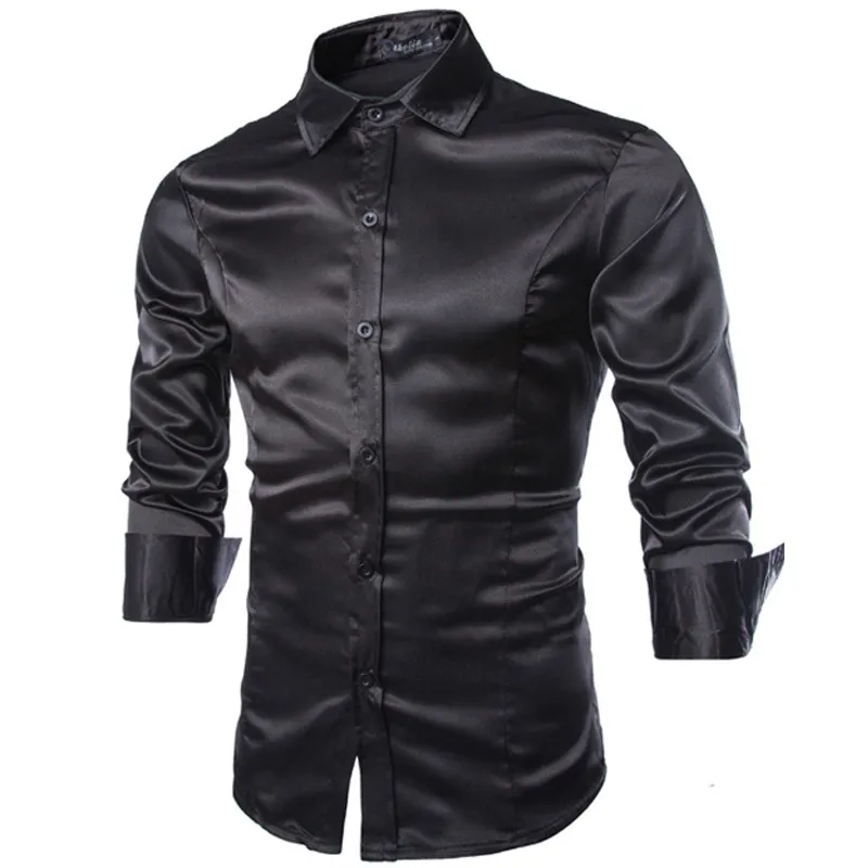 Ganze Neue Männer Hemd Langarm Chemise Homme 2016 Mode Design Lila Herren Seidenhemd Schlank Smoking Hemden Camisa soci207V