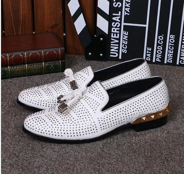 White studded loafers hotsell