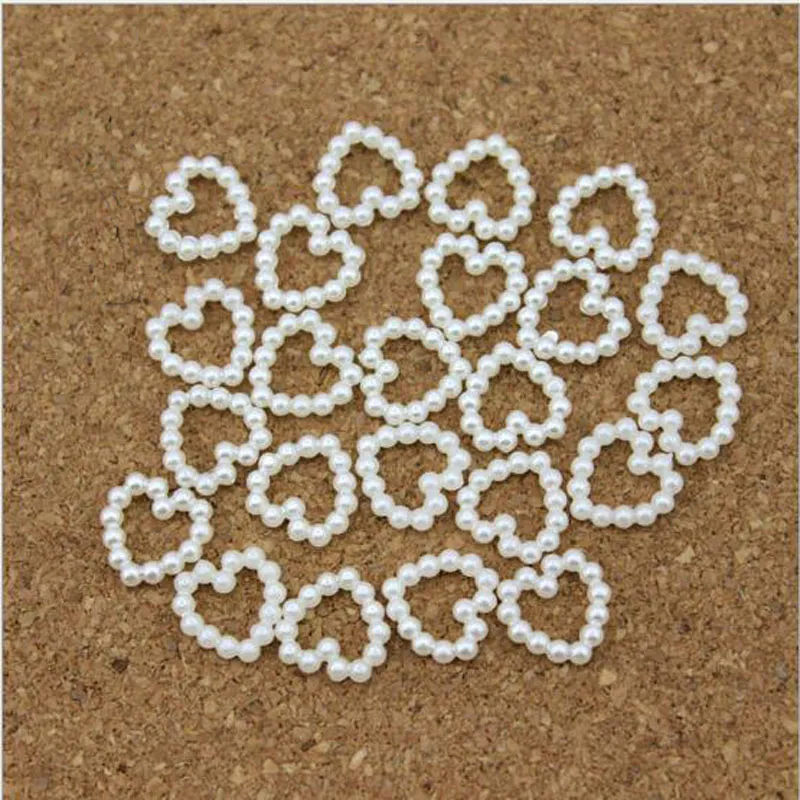 Nouveau Design blanc perle perles en forme de coeur bricolage épingle à cheveux accessoires perle téléphone mariage fabrication de cartes artisanat 11mm * 11mm 2016 HOT