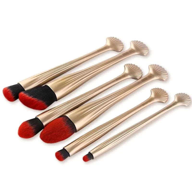 6 stks Make-up Borstels Gezicht Oog Basic Cosmetische Foundation Blush Brush Blending Borstel Shell Designs Professionele Make-up Borstels Set