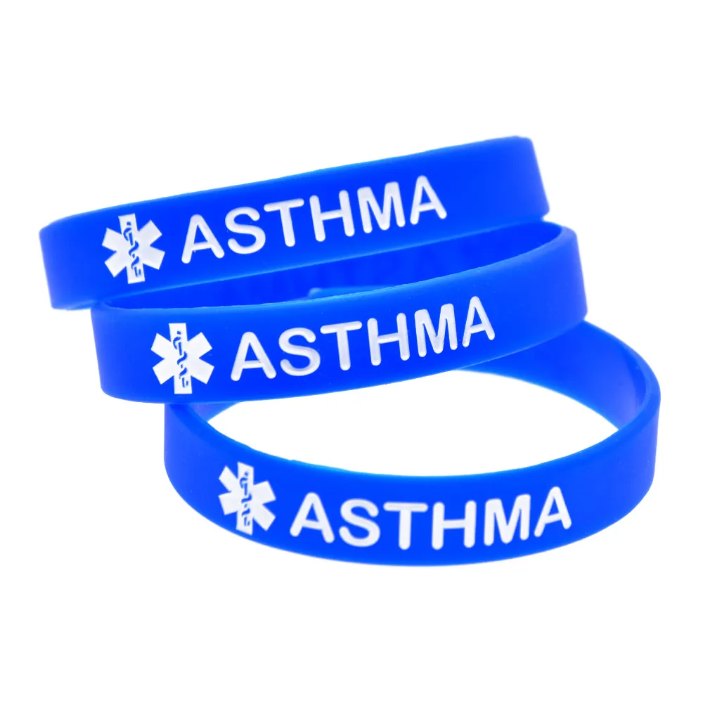 Asthma Silicone Rubber Wristband Ink Filled Logo Carry This Message As A Reminder in Daily Life
